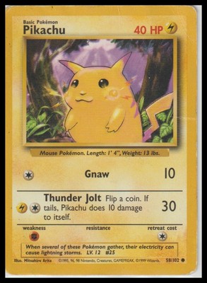 Base Set #058/102 Pikachu Heavily played