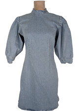Ganni Cult Denim Mini Dress Blue Sz 40 US 8  Western Boho Cowgirl