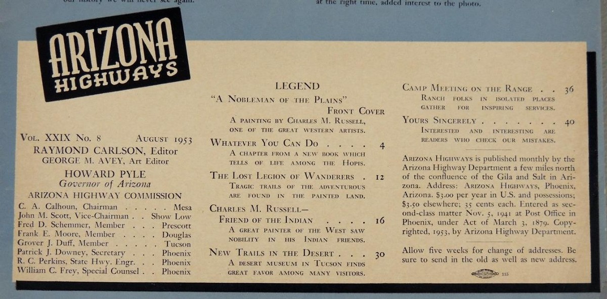 Arizona Highways 1953年8月　アリゾナハイウェイ Arizona Highways 1953年8月 アリゾナハイウェイ Arizona