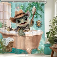 Funny Sea Turtle Shower Curtain Kids 60"W x 72"L Pack of 1 E-green Brown
