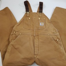 Carhartt Size 38x30 Quilt Lined Duck Bib Overall R02-BRN MADE IN USA