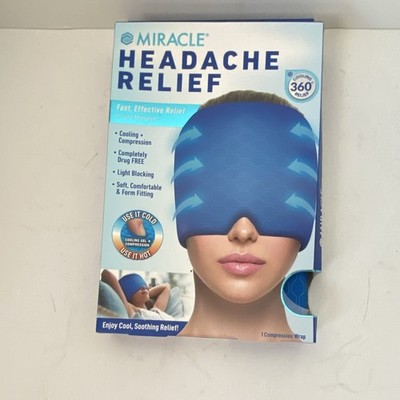Miracle Headache Relief Cooling Gel Compression Wrap Mask Reusable Blue