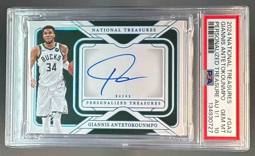 Giannis Antetokounmpo 2024 National Treasures Personalized Auto 1/1 PSA 10