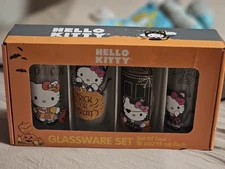 Sanrio Hello Kitty Spooky Halloween 10oz Glassware Set Of 4 Limited Edition Cat