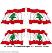 LIBANO Bandiera Onda Medio Oriente Libanese Adesivi LUBNAN 50mm Stickers x4