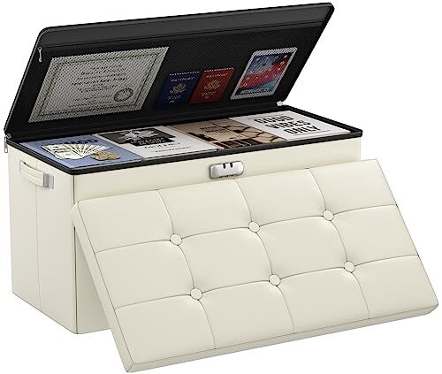 Storage Ottoman Bench with Lock,Fireproof Folding 30