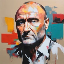 Display Piece! Tribute to Phil Collins Singer 60x60 5cm Pop Art/Canvas