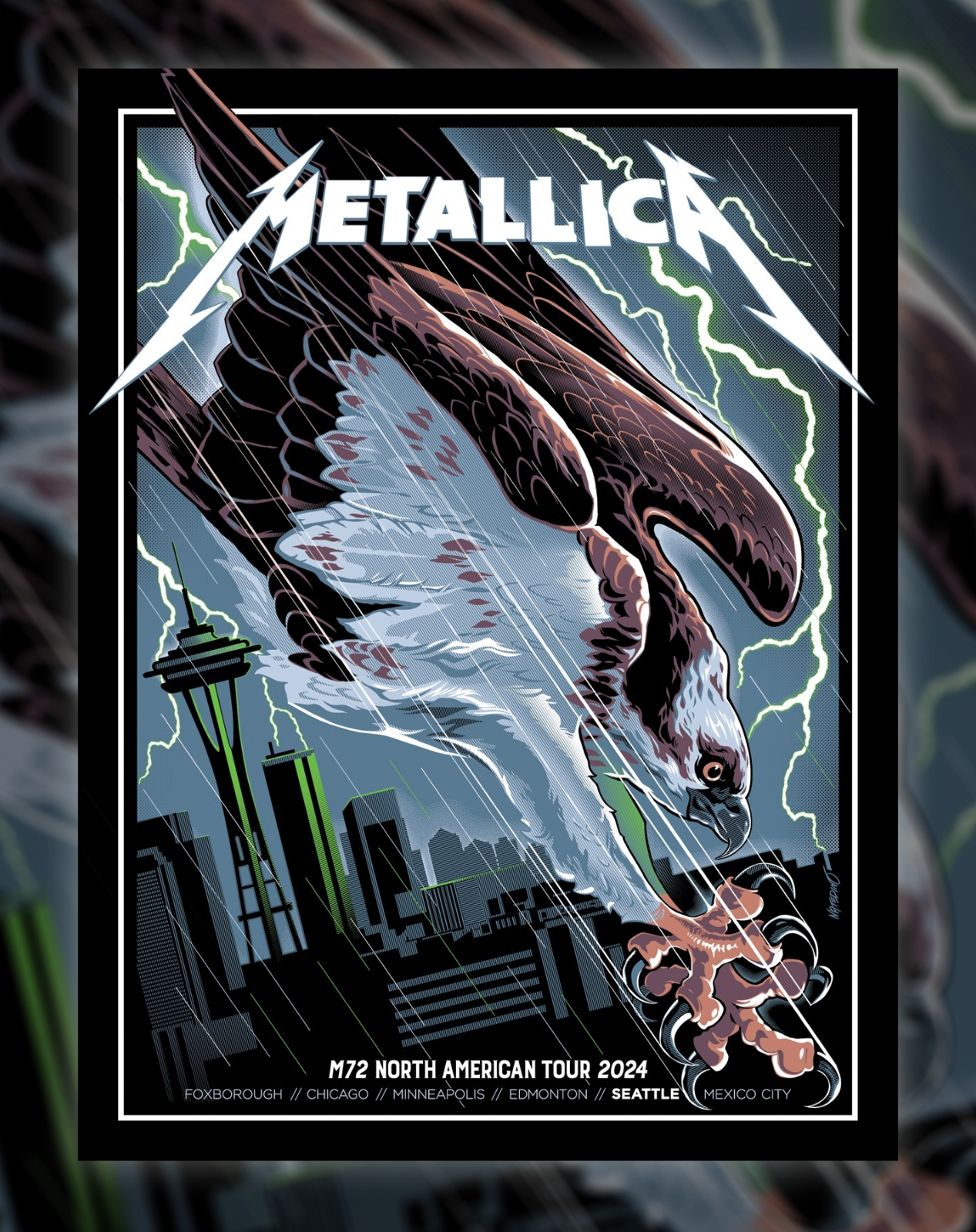 Metallica M72 Tour 2024 Poster 18x24 inch Free Shipping