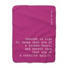 Bible Verse Sherpa Fleece Blanket Pink, Psalm 34 v 18, 50" x 60", JND