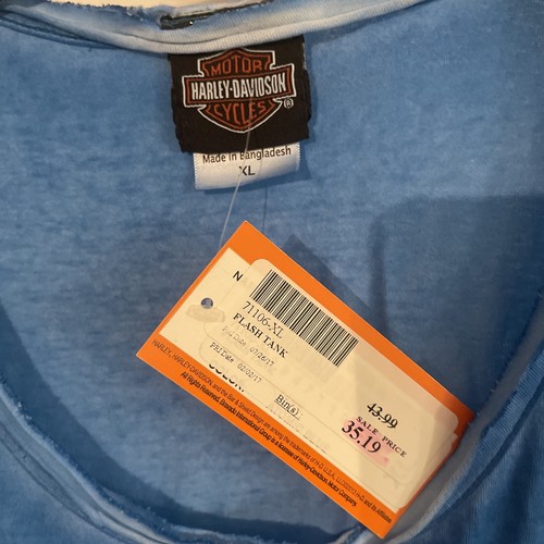 Harley-Davidson Womens Glitter Logo Tank Top Turquoise Size XL Authentic 1903 - Picture 3 of 5