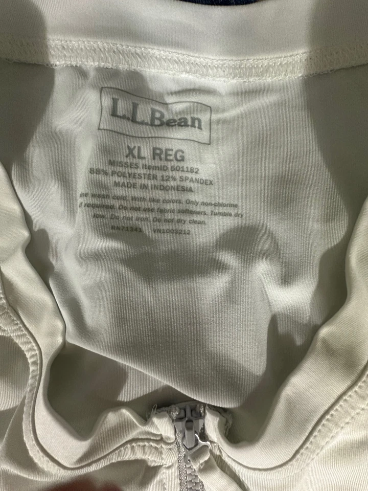 LL BEAN white 1/2 zip long sleeve UV shirt Ruchhed sides Women's XL - Image 4 of 4