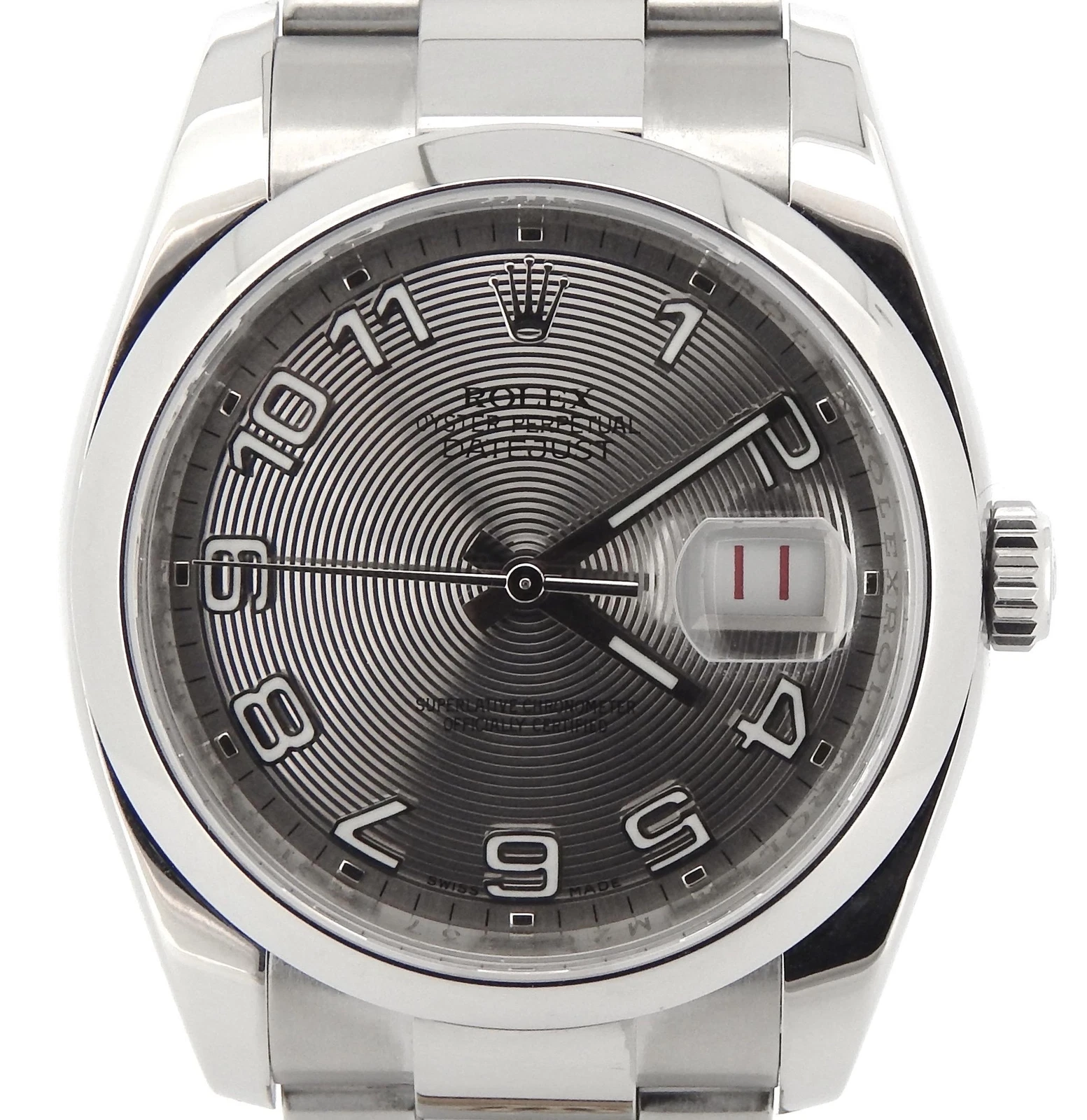 Rolex — Rolex Stainless Steel Datejust Watch Oyster Silver Concentric New Style 116200