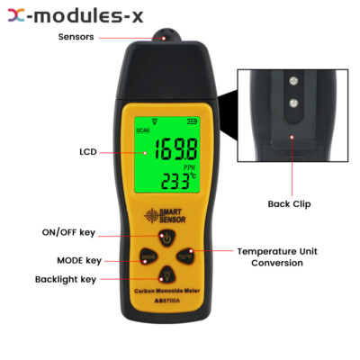 Smart Sensor AS8700A Handheld Carbon Monoxide Meter CO Gas Leak Detector Alarm