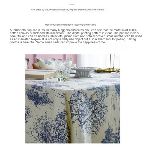 Rustic Tablecloth Classic French Village Blue Printed Table Cover Rectangle - Picture 9 of 25