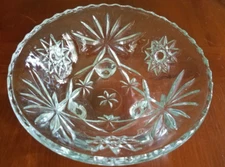 Vintage Anchor Hocking Star Of David Clear Glass Footed Compote Bowl