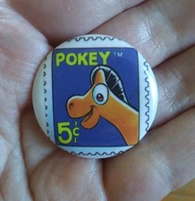 Rare Vintage ~ Gumby and Pals ~ POKEY ~ 5 Cent Stamp PIN Pinback Button Badge