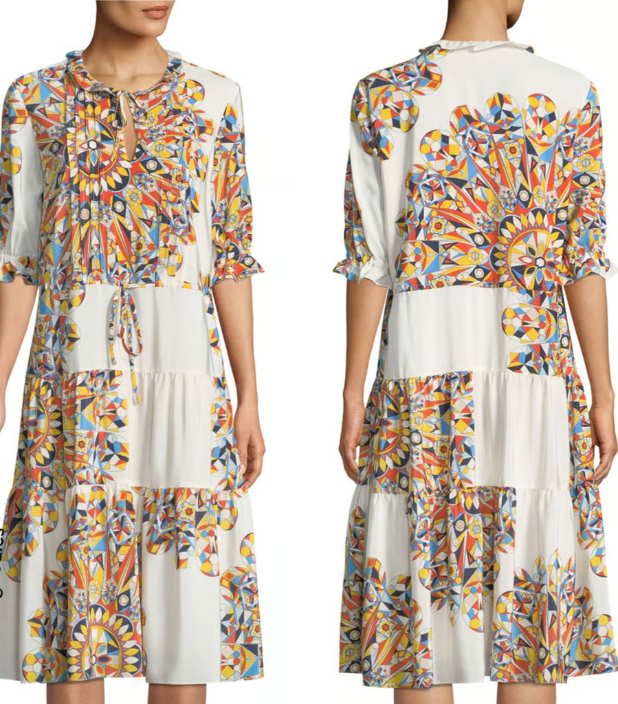 TORY BURCH ARABELLA BOHO BOHEMIAN PEASANT SILK DRESS SWEET TANGERINE SIZE SMALL