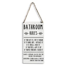 Rustic Bathroom Rules Wood Sign Farmhouse Home Bathroom Wall D cor Inspiratio...