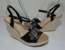 Juicy Couture Size 7.5 M CRISTALL Black Jute Wrapped Sandals New Women's Shoes