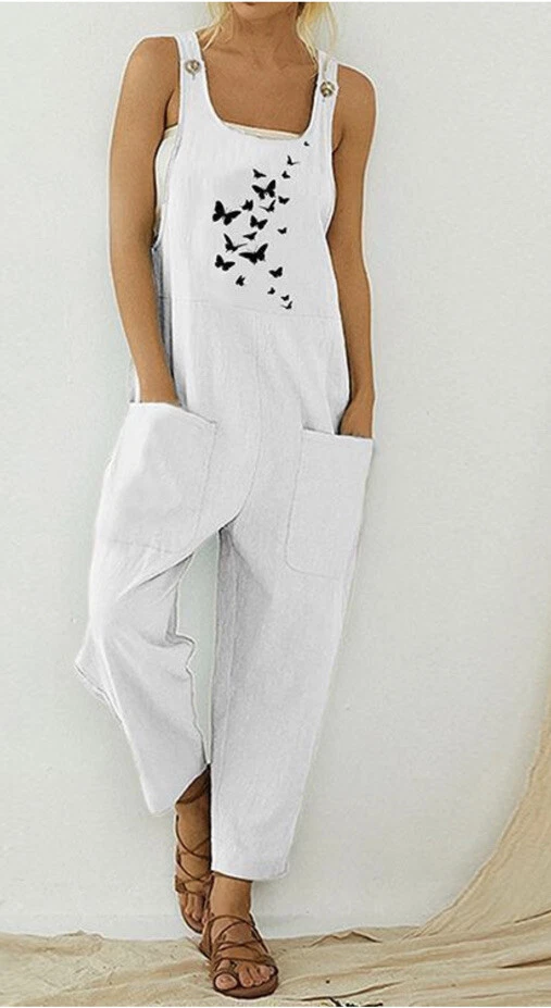White cotton jumpsuit cheap