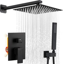 Shower Faucet Set w/Mixer Valve Kit Rainfall Shower Head Combo System Wall Mount