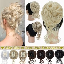 Real As Human Messy Bun Chignon Claw Clip in Hair Extension Thick Scrunchie Updo