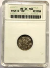 1945 D Mercury Dime Graded MS64 FSB ANACS Old Holder