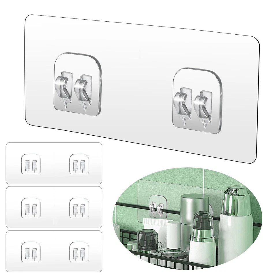 Ganchos adhesivos para carrito de ducha de repuesto pegatinas fuertes ganchos de ducha ganchos de pared Foto 2 de 4