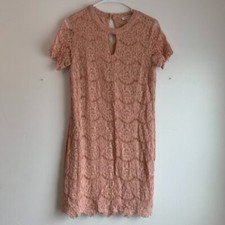 Sofia + Zeke Pink Lace Double Keyhole Mini Dress Size Medium