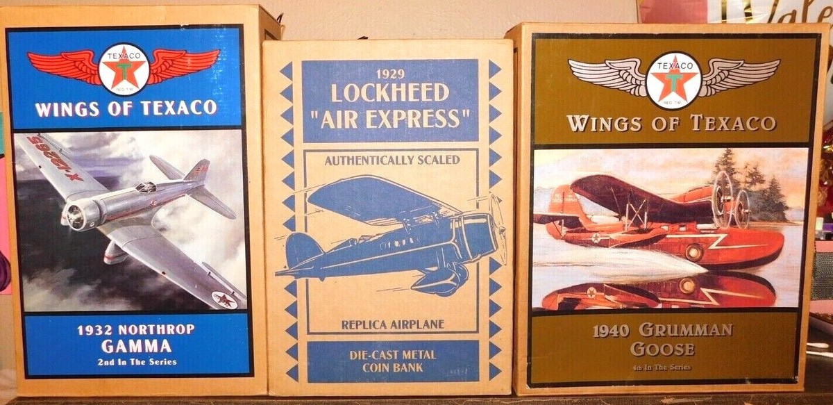 LOT OF 4 VINTAGE WINGS OF TEXACO LOCKHEED AIR EXPRESS VEGA 5B