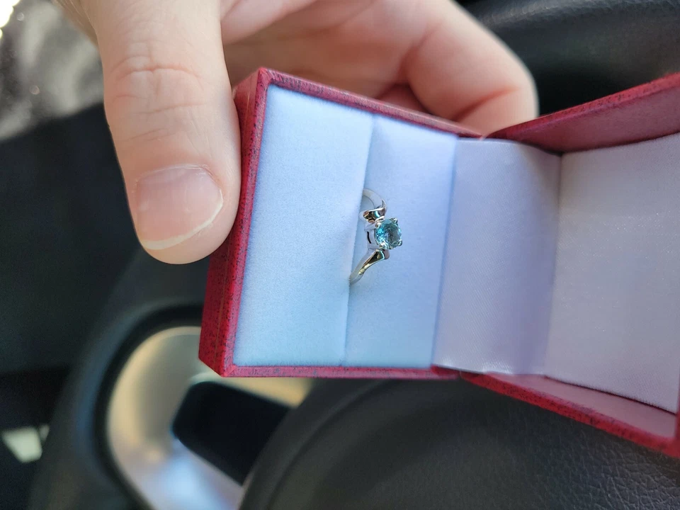 Anillo Aguamarina Redondo Oro Blanco 10Kt, 5Mm Foto 2 de 3