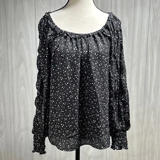 Max Studio Black And White Polka Dot Blouse Size Small