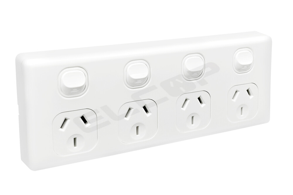 4 Gang Powerpoint with Backing Plate,Removable Cover,Switches and ...