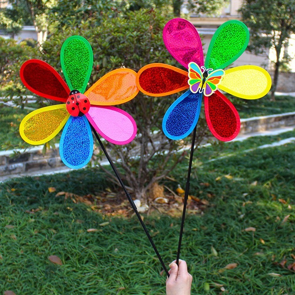 2X(4Pcs Pinwheels for Garden, Flower Garden Windmill,Wind Lawn