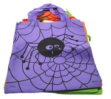 Lot 12 Halloween Reusable Tote Bags Spider Pumpkin Ghost 16x16