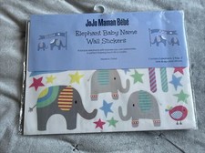 Baby Name Wall Stickers ElephantsNursery Wall Sticker Personalised Kids NEW UK