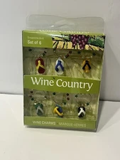 Wine Country, Set of 6 Wine Glass Charms - Flip Flops