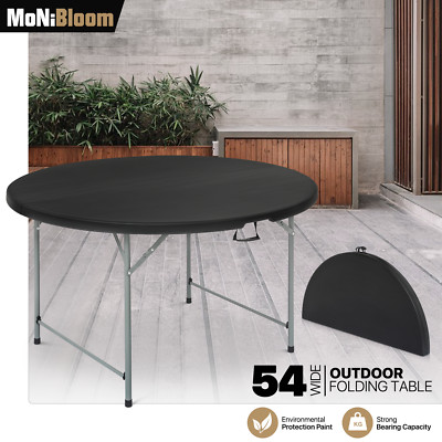 Black[4.5 FT ROUND FOLDING TABLE]Outdoor Camping Portable Picnic Desk w/Handle