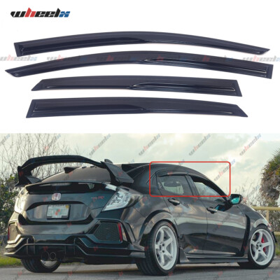 For 2017-21 Honda Civic Hatchback JDM Mugen Style 4PCS Window Visors Rain Guards