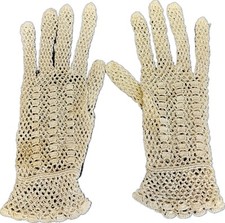 Vintage Crochet Ecru Gloves Bridal Decor Costume Easter Prom Debutante See Pics