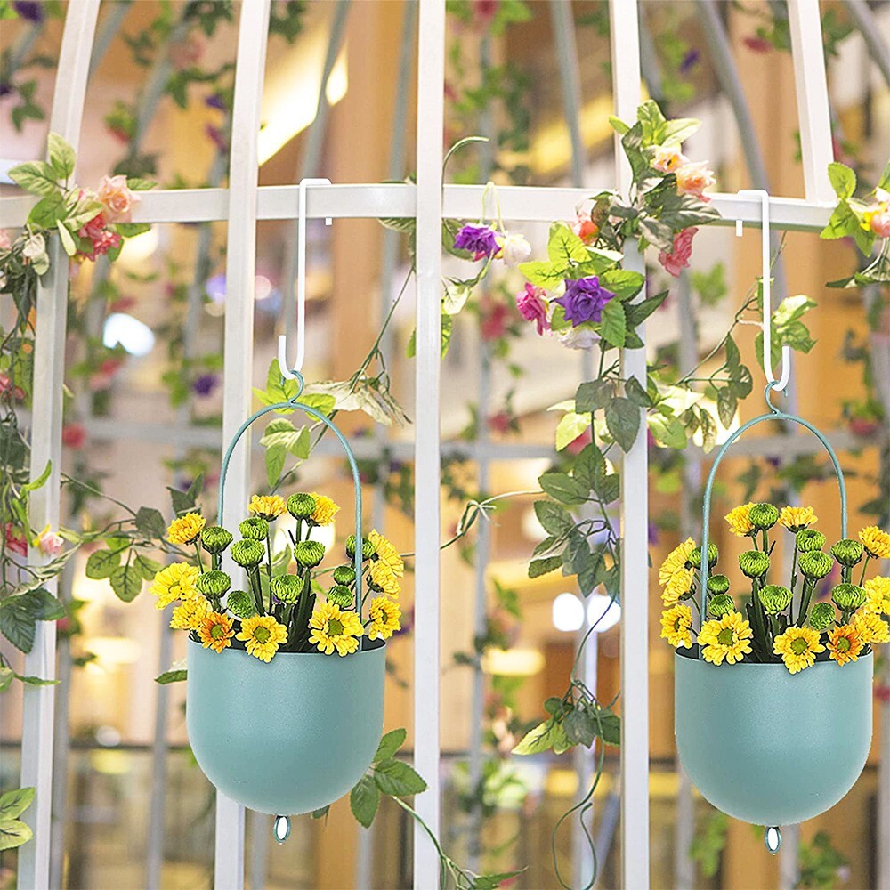 8 Pack Vinyl Fence Hooks, 2 x 6 inch White Fence Hangers for Hanging