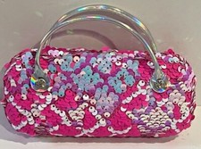 Women Kids Girls Boys pink sequin shiny Eyeglass Case Glasses Pouch Dazzling