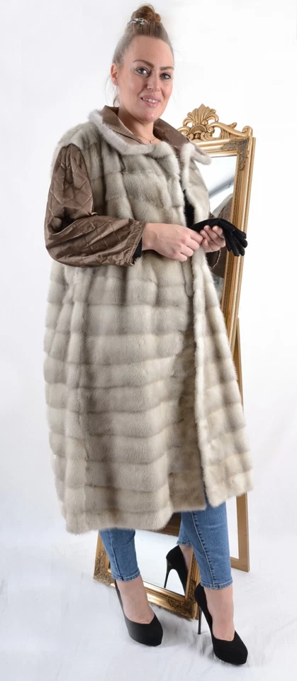 US4673 FORRO DE PIEL DE VISÓN DE ZAFIRO REAL PARA ABRIGO RANCHO VISÓN FORRO INTERIOR TALLA 3XL Foto 2 de 4