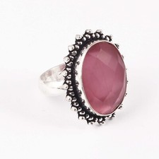 GS Ring Pink Chalcedony Designer Ring Fashion Item Jewelry