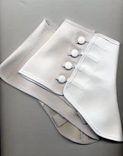Vinyl Steampunk Costume Spats 1920s Button Shoe Cover Snap Adult M-XL White BB95