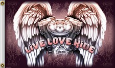 NEW 3x5 LIVE LOVE RIDE MOTORCYCLE HOT LEATHERS BIKER FLAG 