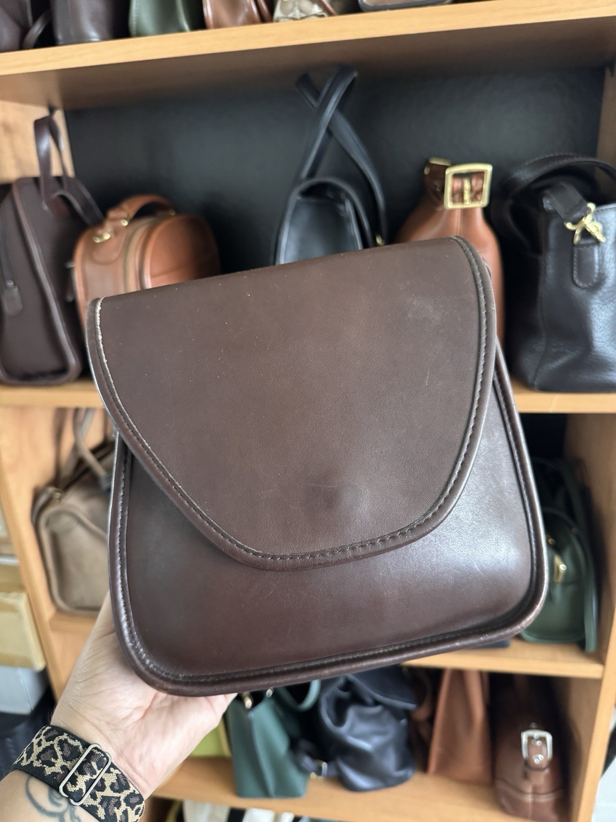 Vintage COACH 9888 Lindsay Crossbody Bag in Mahogany Brown Leather  