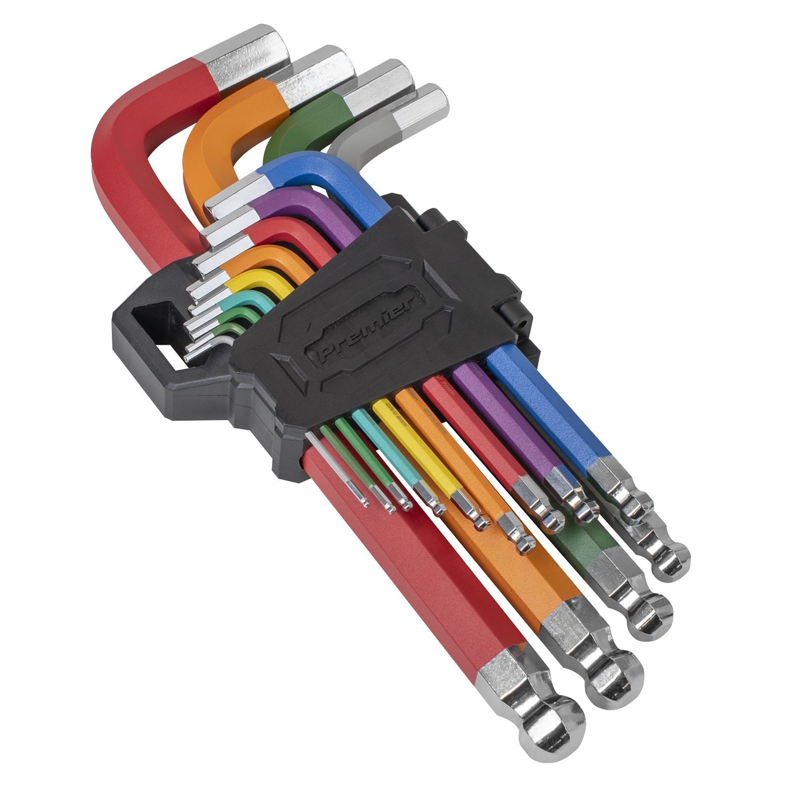 Sealey Jumbo Ball-End Hex Key Set 13pc Colour-Coded Anti-Slip - AK7192