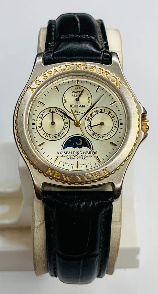 RELOJ CUARZO HOMBRE TRIPLE CALENDARIO VINTAGE A.G SPALDING & BROS V33F-6B10 Foto 4 de 4