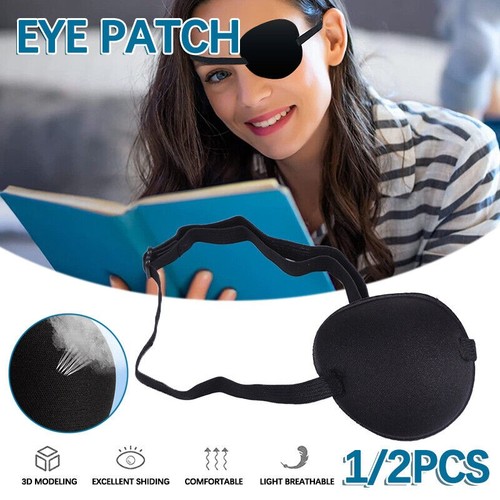 1/2PCS Eye Patch Groove Eye Shade Concave Washable Soft Adjustable Strap Black - Picture 1 of 15